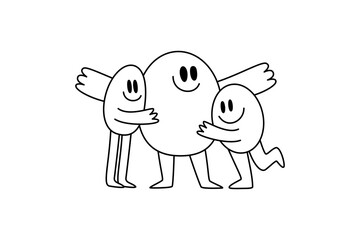 Vector illustration in trendy flat simple linear style, funny mascot and cartoon character, friendly sticker and badge for advertising, social media