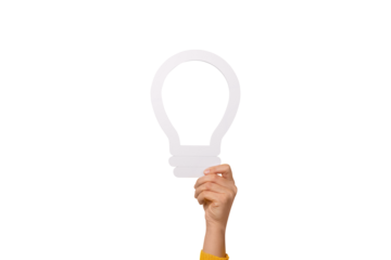 hand holding light bulb symbol isolated on transparent background,