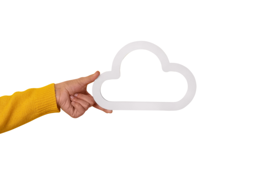 hand holding cloud icon isolated on transparent background