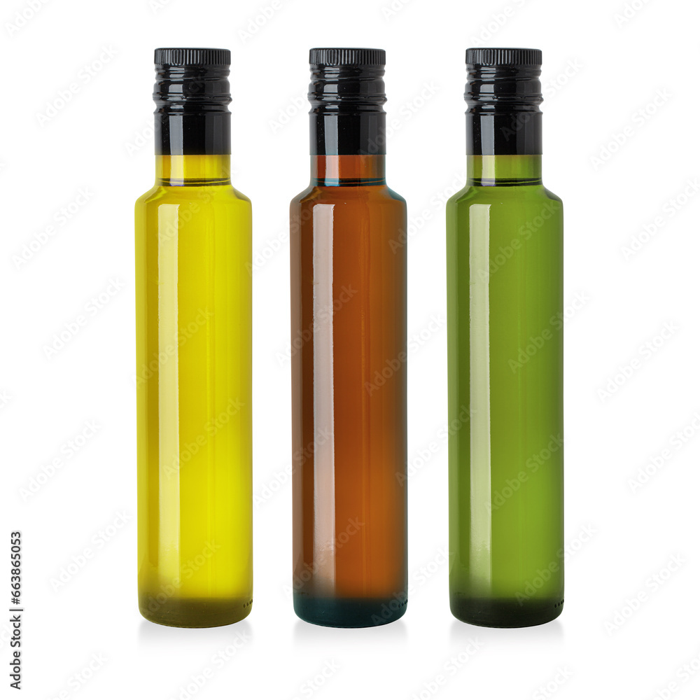 Sticker set of glass bottle with olive oil