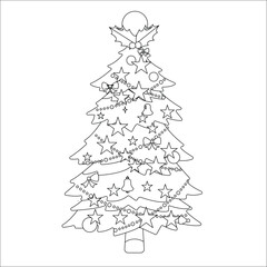 Vector Christmas Tree coloring pages For kids