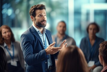 Engaging Business Presentation in Modern Conference Room