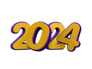 3d rendering Happy new year 2024 gold 3d text effect banner design template
