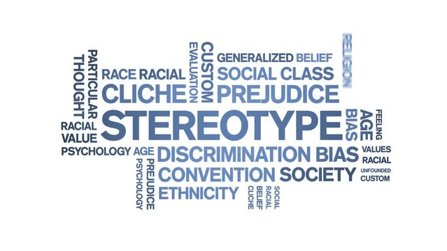 Stereotype animated tag word cloud;text design animation kinetic typography seamless loop.