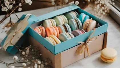 Tuinposter Macarons 箱入りの素敵なマカロン