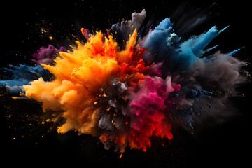 Fototapeta na wymiar Colorful powder explosion isolated on black background