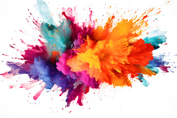 Colorful powder explosion isolated on white background