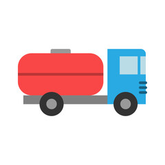 Tank truck icon. Truck with a tank for transporting water. Gasoline fuel truck.