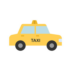 Taxi car icon, side view, isolated on white background. 
