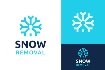 Home House with Snow Remove Winter Ice Blue Flake Frozen Logo Design Branding Template