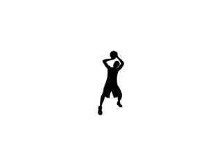 Boys Playing Basketball Silhouette Vector On The White Background.