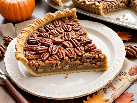 A Slice Of Pece Pie On A Plate