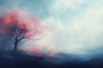 Watercolor mist nature. Generative AI