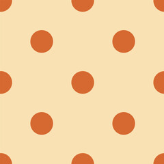 Polka dot half-drop pattern with orange dots, in the style of minimalist colour field, classic motif.