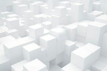 Fototapeta na wymiar Geometric abstract background with white cubes in perspective