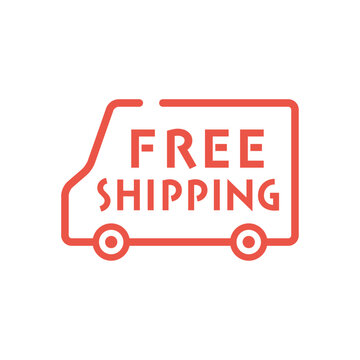 Simple FREE SHIPPING icon - Cute Glyph Style Vector Shipping Logo.