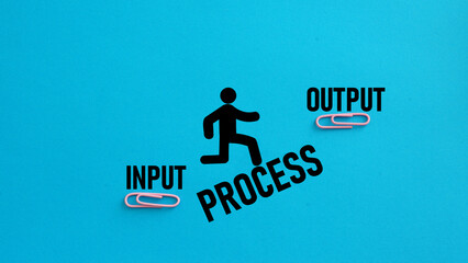 Flow of input and output with process . Input, output, outcome and impact - obrazy, fototapety, plakaty