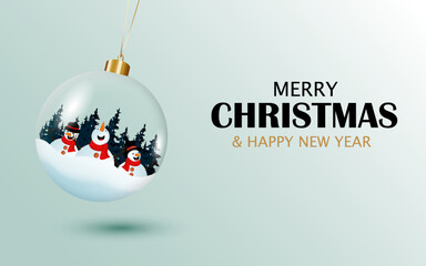 merry Christmas and happy new year Christmas background. Xmas ornaments Glass ball banner