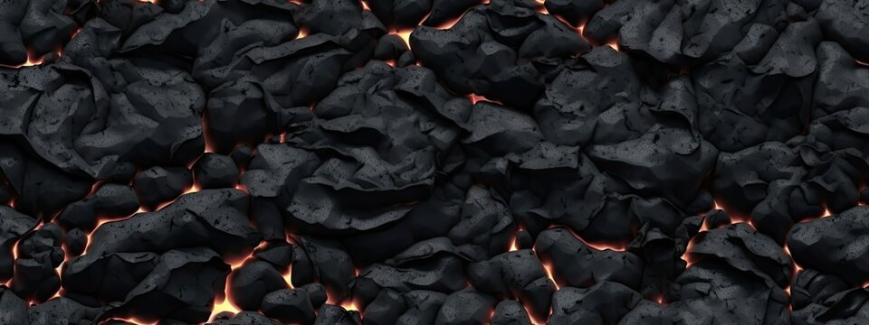 Seamless luxurious rough raw black lava rock background texture. Tileable natural dragon stone or obsidian cave wall repeat pattern. Luxury concept wallpaper backdrop