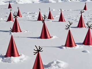 A Group Of Red Cones