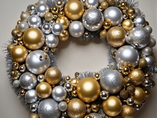 A Wreath Made Of Silver And Gold Ornaments