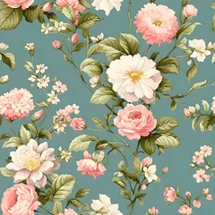 Foto auf Alu-Dibond seamless flower and roses pattern for background or texture © katobonsai