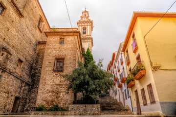 Oliva Spain historic old town narrow street, Valencian Community, south of Gandia