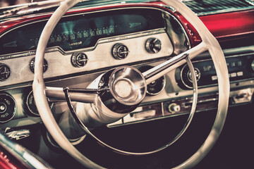 Vintage Classic Car Steering Wheel and Steering Wheel  - 663879274