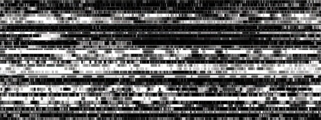 Seamless black and white retro TV or VHS signal static noise pattern overlay. Vintage grunge analog television screen or video game pixel glitch damage dystopiacore background texture