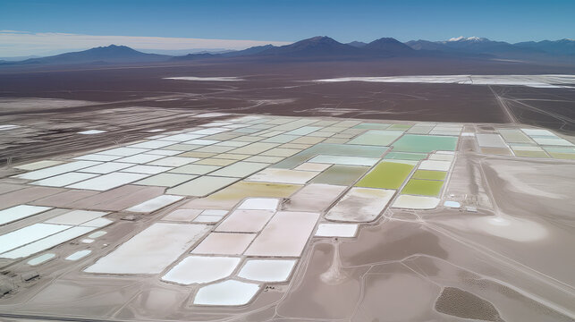 aerial view of lithium mining ponds