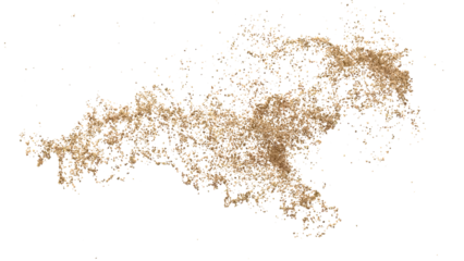 Foto op Plexiglas 3D rendering of scattered sand granules or fine dirt on transparent background © sasongkoo6