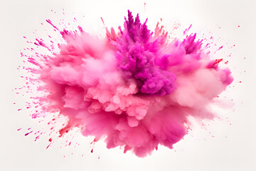 Pink powder explosion isolated on white background