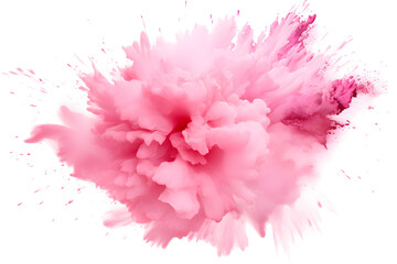 Pink powder explosion isolated on white background - obrazy, fototapety, plakaty