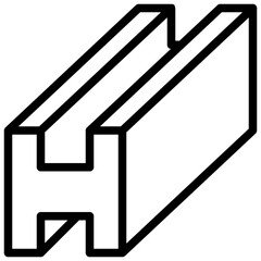 h beam filled outline icon,linear,outline,graphic,illustration
