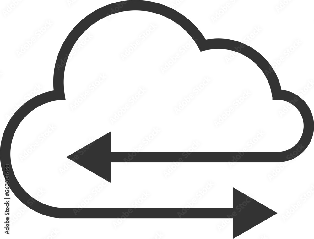 Poster technology icon vector cloud computing connection. big data global server. line design symbol.