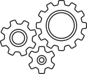 Metal gears and cogs vector. Gear icon flat design. Mechanism wheels logo. Cogwheel concept template.