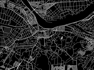 Vector road map of the city of  Inzai in Japan with white roads on a black background.