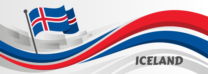 Fototapeta premium Iceland heart flag. Vector illustration. 