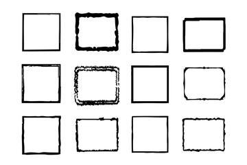 Hand drawn sketch frame set vector. Simple doodle rectangle pencil frame border shape. Hand drawn doodle scribble border element for text quote template. Pencil brush stroke style. Vector illustration - obrazy, fototapety, plakaty