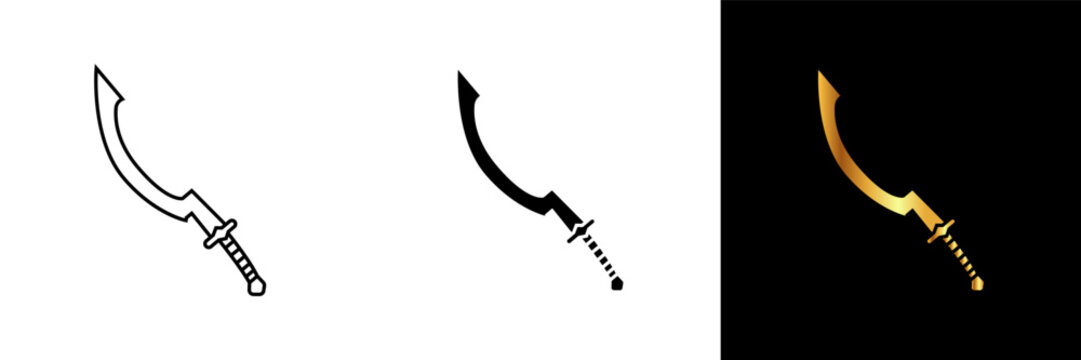 The Khopesh Sword icon embodies the ancient Egyptian curved blade known for its distinctive shape and historical significance.