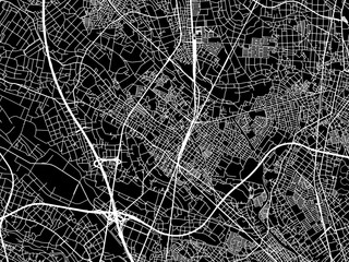 Vector road map of the city of  Kukichuo in Japan with white roads on a black background.