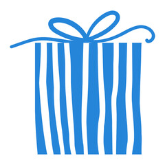 Blue vector gift. Hand drawn illustration.