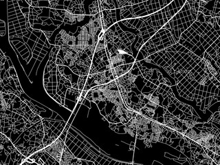 Vector road map of the city of  Moriya in Japan with white roads on a black background.