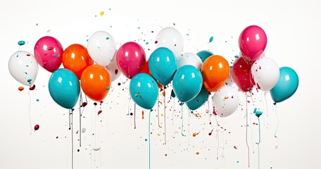 bunch of colorful balloon images with paint splatters