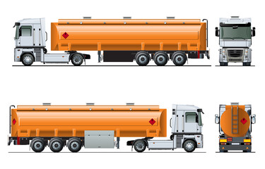 Vector realistic tanker truck template isolated on transparency background, PNG format - 663883222