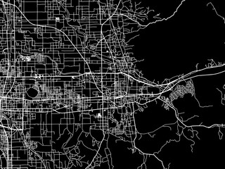 Fototapeta premium Vector road map of the city of Sakurai in Japan with white roads on a black background.