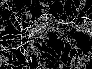 Obraz premium Vector road map of the city of Toki in Japan with white roads on a black background.
