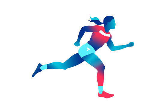 Isolated illustration silhouette of female athlete runner on transparent background. © AB-lifepct
