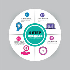 Vector infographic circle. Cycle diagram with 4 steps. Round chart that can be used for report