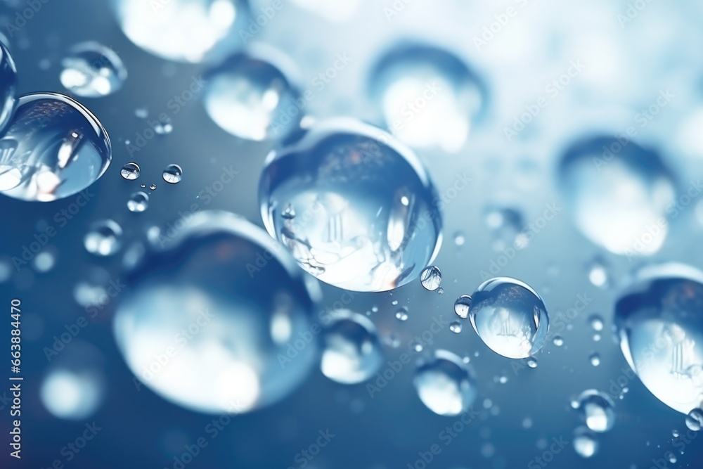 Poster a close-up view of a bunch of water droplets. this image can be used to depict concepts such as puri